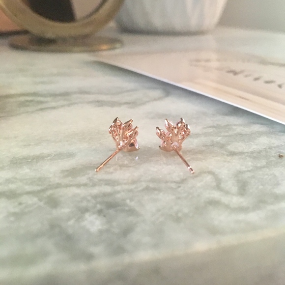 Paw Print CZ Rose Gold Animal Pet Love Earrings - Picture 8 of 9